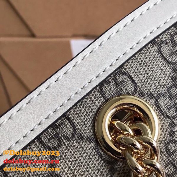 Best Gucci 479197 7 Star GG Supreme Canvas Padlock White Shoulder Bag