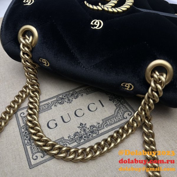 Affordable 446744 Black Marmont Top-Quality Fake Gucci Bags