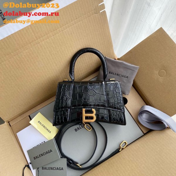 Fake Balenciaga Online Store Crocodile Pattern Hourglass 19/23cm Bag