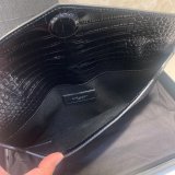 YSL Top Quality Clutch in embossed crocodile shiny black leather