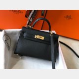 Hermes Mini Kelly Black Replica Handbag Epsom leather