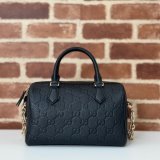 Gucci Luxury GG Emblem Boston Top Handle 815255 Black Knockoff Bag