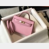 Hermes Outlet 1:1 Replica Mini Kelly Pink Handbags