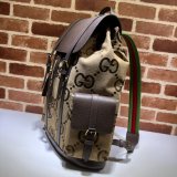 7 Star Gucci Backpack Replica 678829 with jumbo GG in camel and ebony GG canvas