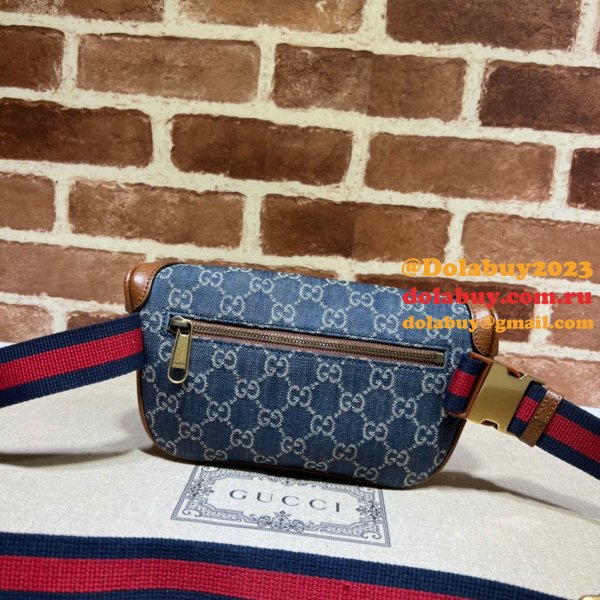 Sale Gucci Fake Belt bag with Interlocking G 682933 blue and ivory GG