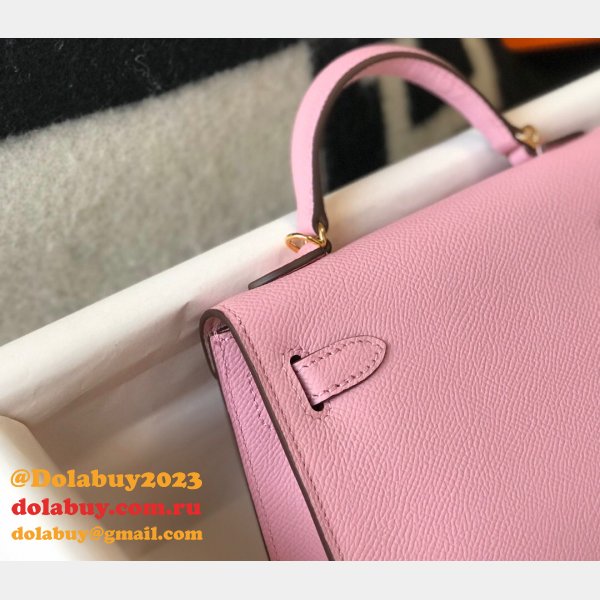 Hermes Outlet 1:1 Replica Mini Kelly Pink Handbags