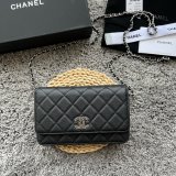 High AAA+ Replica AP3839 Black Small Flap Wallet Fashion Bag