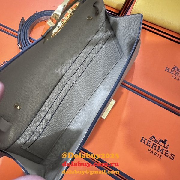 Luxury Hermes  D Ancre to go clutch Epsom bag