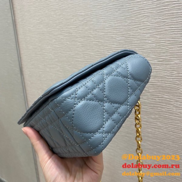 High Quality Dior Caro 20cm replica blue bags