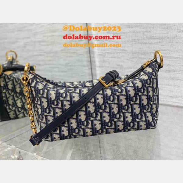 Diorstar Replicas Hobo Chain Blue Oblique Print Wholesale 3106 Bag