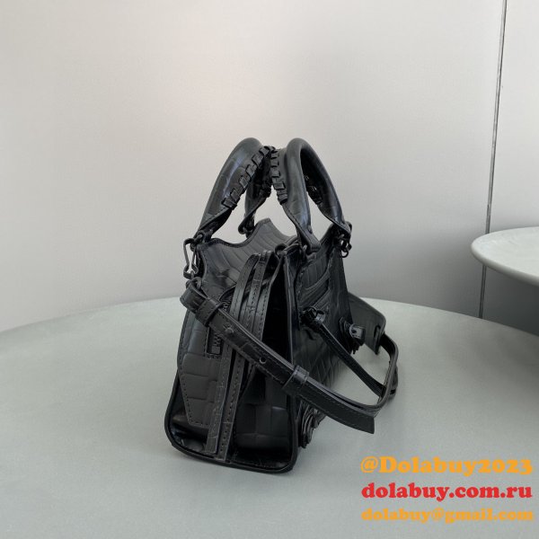 Top Quality Balenciaga cuag black crocodile bag