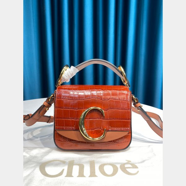 Designer Chloé Luxury 6030 C Bag In Embossed Croco Effect