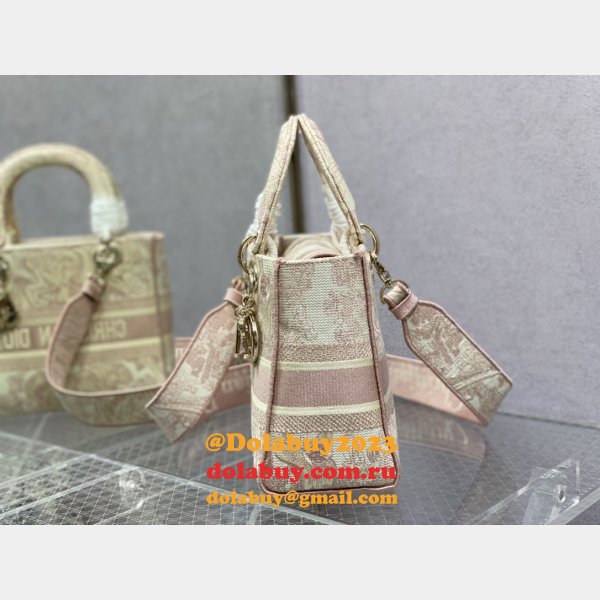 Top Quality Fake Lady Embroidery Canvas Dior 24CM Replica Bag