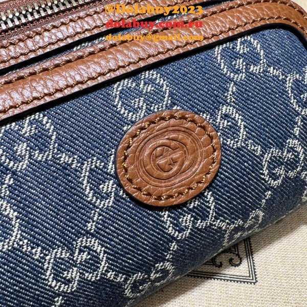 Sale Gucci Fake Belt bag with Interlocking G 682933 blue and ivory GG