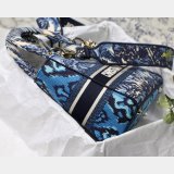 Blue Top QualityLady Dior 24cm Palms Embroidery Lady D-Lite Bags