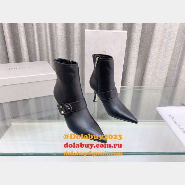 Duplicate Jimmy Choo C Buckle High Heel Ankle Replica Boots