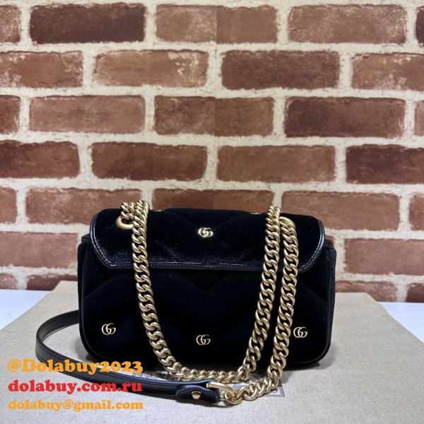 Affordable 446744 Black Marmont Top-Quality Fake Gucci Bags