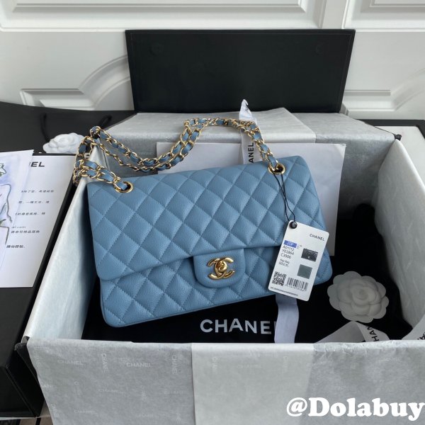 High Quality CC classic CF 25.5CM Sky Blue handbag