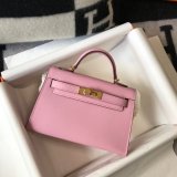 Hermes Outlet 1:1 Replica Mini Kelly Pink Handbags