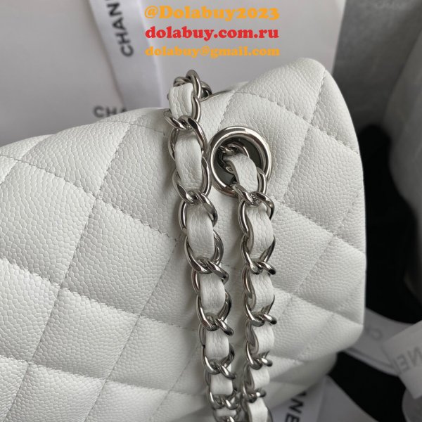 Buy Replica CC classic CF 25.5 cm White handbag