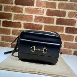 Gucci Horsebit 1955 Small Shoulder 645454 Black Army Green White Bag