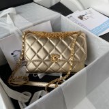 Designer Inspired AS3241 Flap Bag Strass & Gold-Tone Metal Lambskin