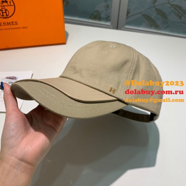 Hermes High Quality Canvas fabric Peaked cap