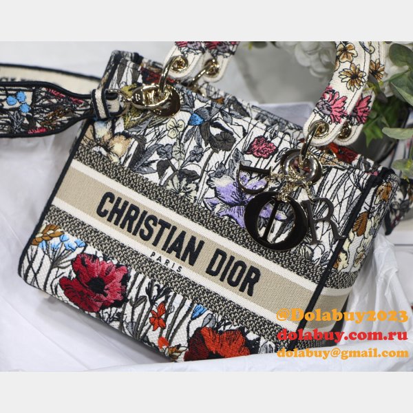 Lady D-Lite Bag Multicolor Lady Dior 24cm Replica Paisley Embroidery