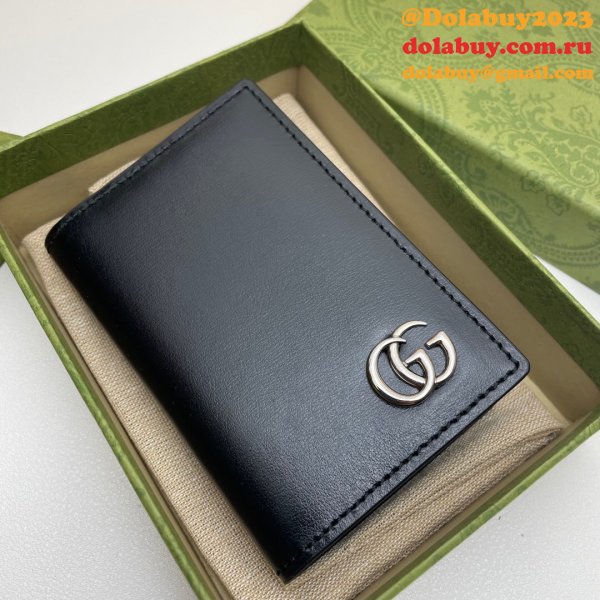 High Quality Gucci Replica 547075 GG Marmont card case in black leather