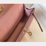 Hermes Outlet 1:1 Replica Mini Kelly Pink Handbags